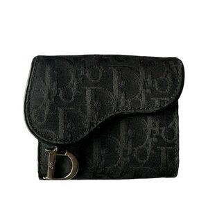Dior Black Oblique Canvas Saddle Wallet